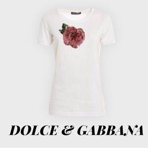 DOLCE & GABBANA
Sequin Rose Embellished T-Shirt NWOT